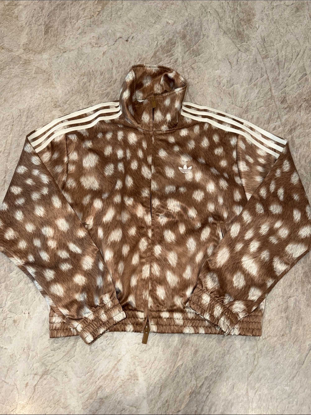 adidas Brown and White Spotted Bomber Jacket